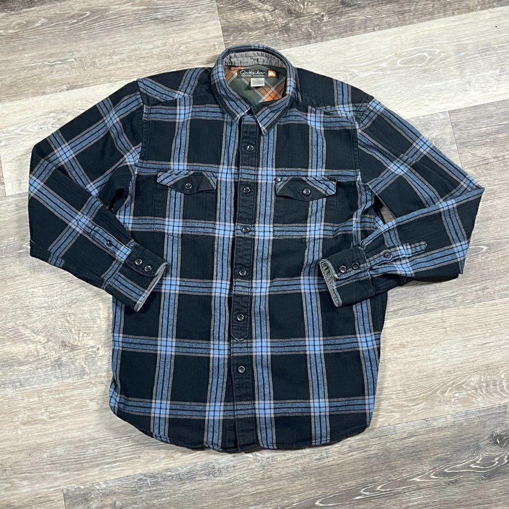 Quiksilver Men's Plaid Button Down Flannel Shirt Size Medium Blue